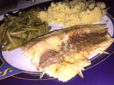 Grilled Cajun Mahi with couscous and green beans